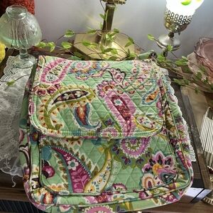 Vera Bradley Tutti Frutti Green and Pink Paisley Bag